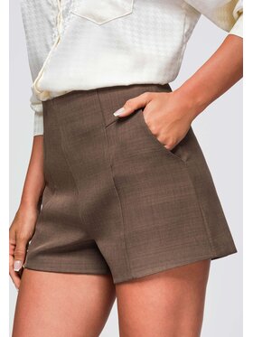 Ombre Ombre Szorty materiałowe OW-ST-E0003 Brązowy Regular Fit