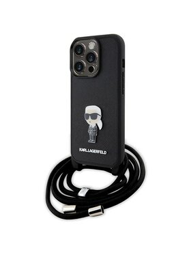 KARL LAGERFELD KARL LAGERFELD Etui na telefon Crossbody Saffiano Metal Monogram Czarny