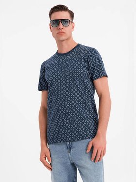 Ombre Ombre T-Shirt OM-TSFP-0250 Tmavomodrá Regular Fit