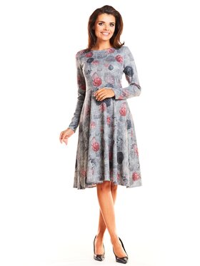 Awama Awama Sukienka dzianinowa A250 Szary Basic Fit