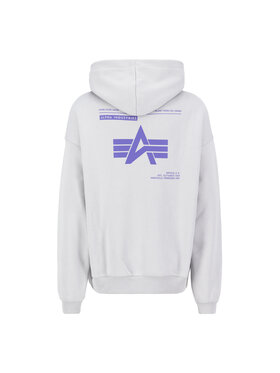 Alpha Industries Alpha Industries Bluza Logo Backprint Hoodie  Szary Relaxed Fit