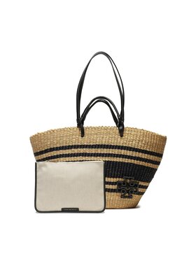 Tory Burch Tory Burch Rankinė Ella Striped Straw Basket Tote 135737 Smėlio