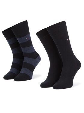 Tommy Hilfiger Tommy Hilfiger Súprava 2 párov vysokých pánskych ponožiek 342021001 Tmavomodrá