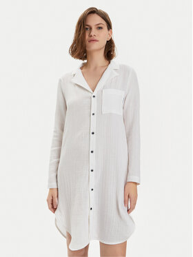 Calvin Klein Underwear Calvin Klein Underwear Rochie tip cămașă 000QS7141E Alb Relaxed Fit