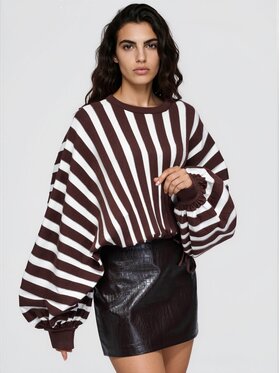 Ombre Ombre Sweter OW-SW-E0039 Brązowy Relaxed Fit