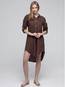 Perso Perso Košilové šaty RBE265588F Hnědá Regular Fit