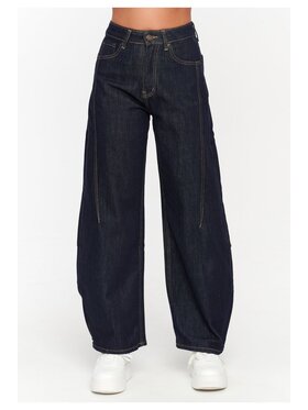 Makadamia Makadamia Jeansy C78 Granatowy Baggy Fit