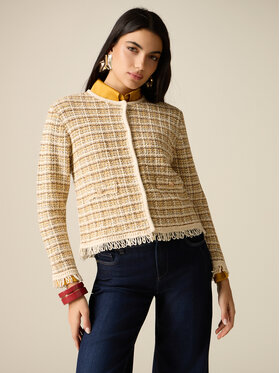 Oltre Oltre Sweter M068J005370N0R2 Kremowy Boxy Fit