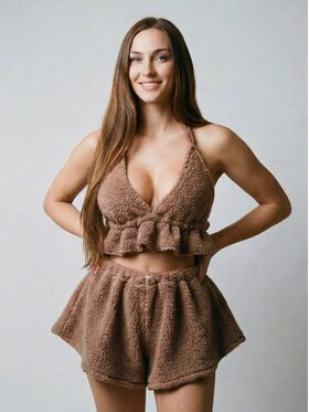 MissDenim MissDenim Dres Teddy Bear Brązowy Basic Fit
