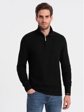 Ombre Ombre Sweter OM-SWZS-0105 Czarny Regular Fit