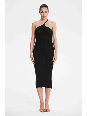 BENU BENU Sukienka dzianinowa DZIANINOWA CZARNA Czarny Slim Fit