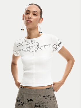 Desigual Desigual Marškinėliai Helsinki 26SWTK10 Écru Slim Fit