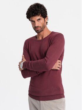 Ombre Ombre Sweter OM-SWBS-0106 Bordowy Regular Fit