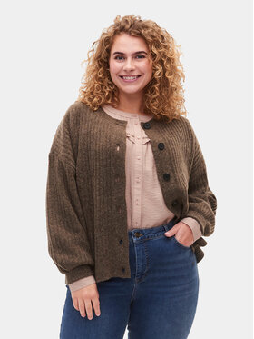 Zizzi Zizzi Кардиган CA61087H Кафяв Regular Fit