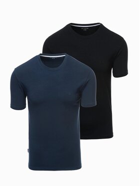 Ombre Ombre Komplet t-shirtów Z101 Granatowy Slim Fit