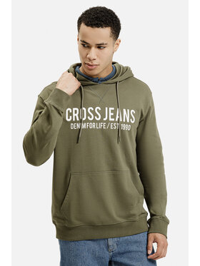 Cross Jeans Cross Jeans Bluza 25444-039 Zielony Hoodie Fit