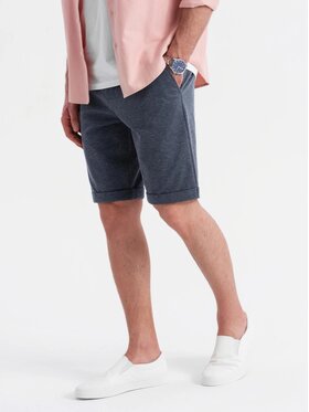 Ombre Ombre Šortky z materiálu OM-SRCS-0177 Tmavomodrá Regular Fit