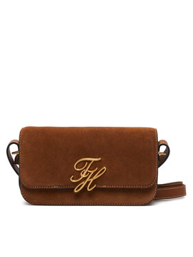 Tommy Hilfiger Tommy Hilfiger Дамска чанта Script Leather Crossover Suede AW0AW19326 Кафяв