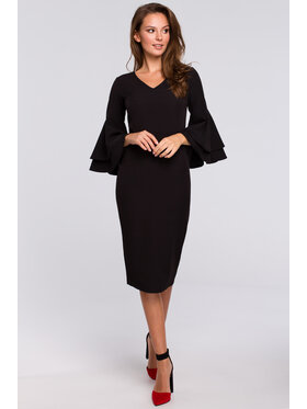 Makover Makover Sukienka elegancka K002 Czarny Regular Fit