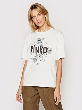 Pinko Pinko T-Shirt Semplicemente 1N134F Y5BD Biały Regular Fit