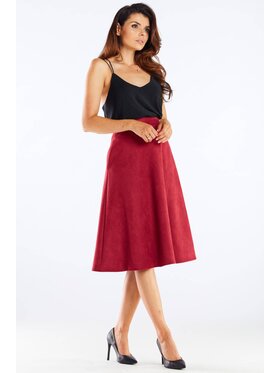 Awama Awama Spódnica A462 Bordowy Basic Fit