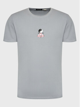 Kaotiko Kaotiko T-Shirt Lotus Ying Yang AL013-01-G002 Γκρι Regular Fit