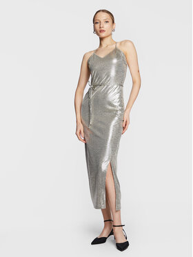 Calvin Klein Calvin Klein Koktejlové šaty Ultrashine K20K205371 Stříbrná Regular Fit