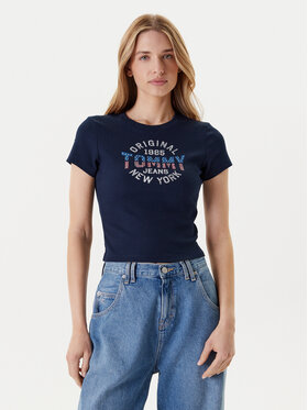 Tommy Jeans Tommy Jeans Marškinėliai DW0DW21421 Tamsiai mėlyna Slim Fit