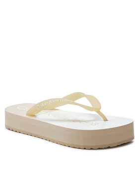 Calvin Klein Jeans Japanke Beach Sandal Flatform Monologo YW0YW01617 Écru