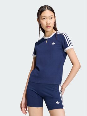 adidas adidas T-Shirt 3 STRIPES SLIM TEE Niebieski jasny Slim Fit