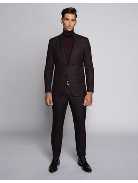 Borgio Borgio Spodnie garniturowe naro Bordowy Slim Fit