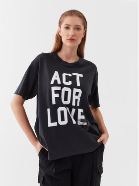 Zadig&Voltaire Zadig&Voltaire T-Shirt Brooxs Act For Love JWTS01522 Czarny Oversize