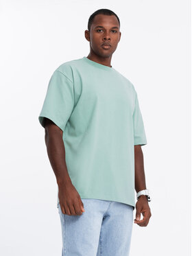 Ombre Ombre T-Shirt OM-TSBC-0234 Turkusowy Loose Fit