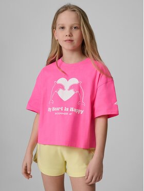 4F 4F T-Shirt POOLSIDE CLUB Różowy Loose Fit