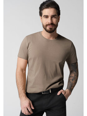 Volcano Volcano T-Shirt T-BASIC Beżowy Regular Fit