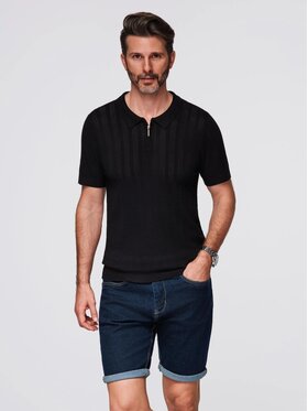 Ombre Ombre Polo OM-POSS-0158 Czarny Slim Fit