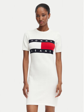Tommy Jeans Tommy Jeans Kleid für den Alltag Flag DW0DW22853 Weiß Slim Fit
