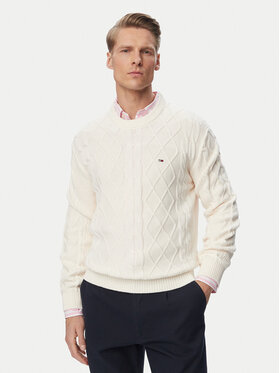 Tommy Jeans Tommy Jeans Svetr DM0DM23405 Krémová Regular Fit
