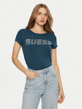 Guess Guess Tričko V4BI16 KCIV1 Modrá Regular Fit