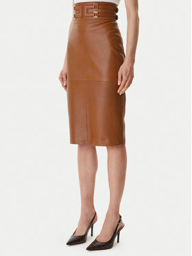 Elisabetta Franchi Elisabetta Franchi Bőr szoknya GP-09Z-61E2-V890 Barna Regular Fit