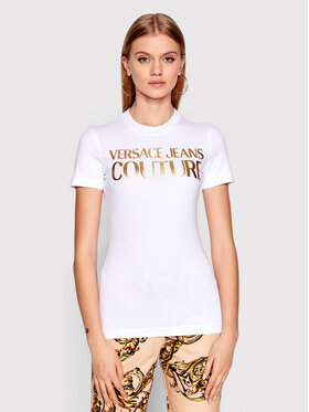 Versace Jeans Couture Versace Jeans Couture Tričko Logo Thick Foil 72HAHT01 Biela Regular Fit