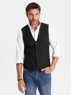 Ombre Ombre Kamizelka garniturowa OM-BLZV-0143 Czarny Slim Fit