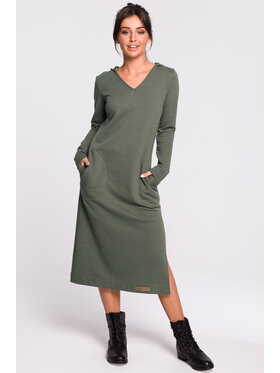 BeWear BeWear Úpletové šaty B128 Zelená Easy Fit