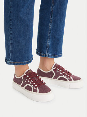 Tommy Hilfiger Tommy Hilfiger Tenisówki Platform Vulc Sneaker Piping FW0FW09394 Bordowy