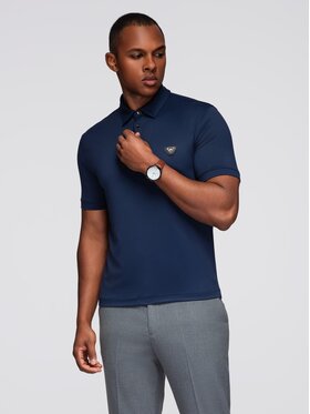 Ombre Ombre Polo OM-POSS-0150 Granatowy Regular Fit