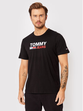Tommy Jeans Tommy Jeans T-Shirt Corp Logo DM0DM15379 Czarny Regular Fit