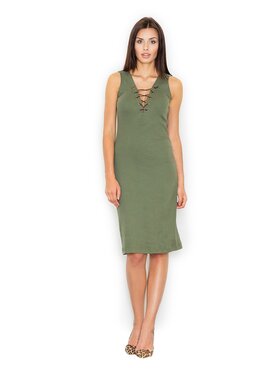 FIGL FIGL Šaty M487 Khaki Slim Fit