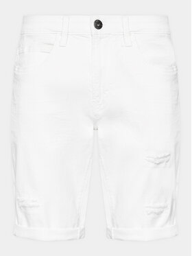 INDICODE INDICODE Pantaloni scurți de blugi Kaden Holes 70-104 Alb Regular Fit