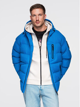 Ombre Ombre Kurtka zimowa OM-JAHP-0302 Niebieski Regular Fit