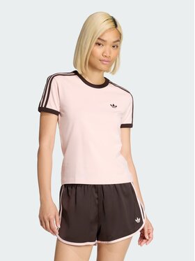 adidas adidas T-Shirt 3 STRIPES SLIM TEE Różowy Slim Fit